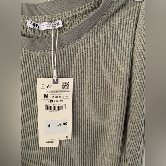 NWT ZARA SOFT LONG SLEEVE T-SHIRT GRAY - Picture 6 of 6